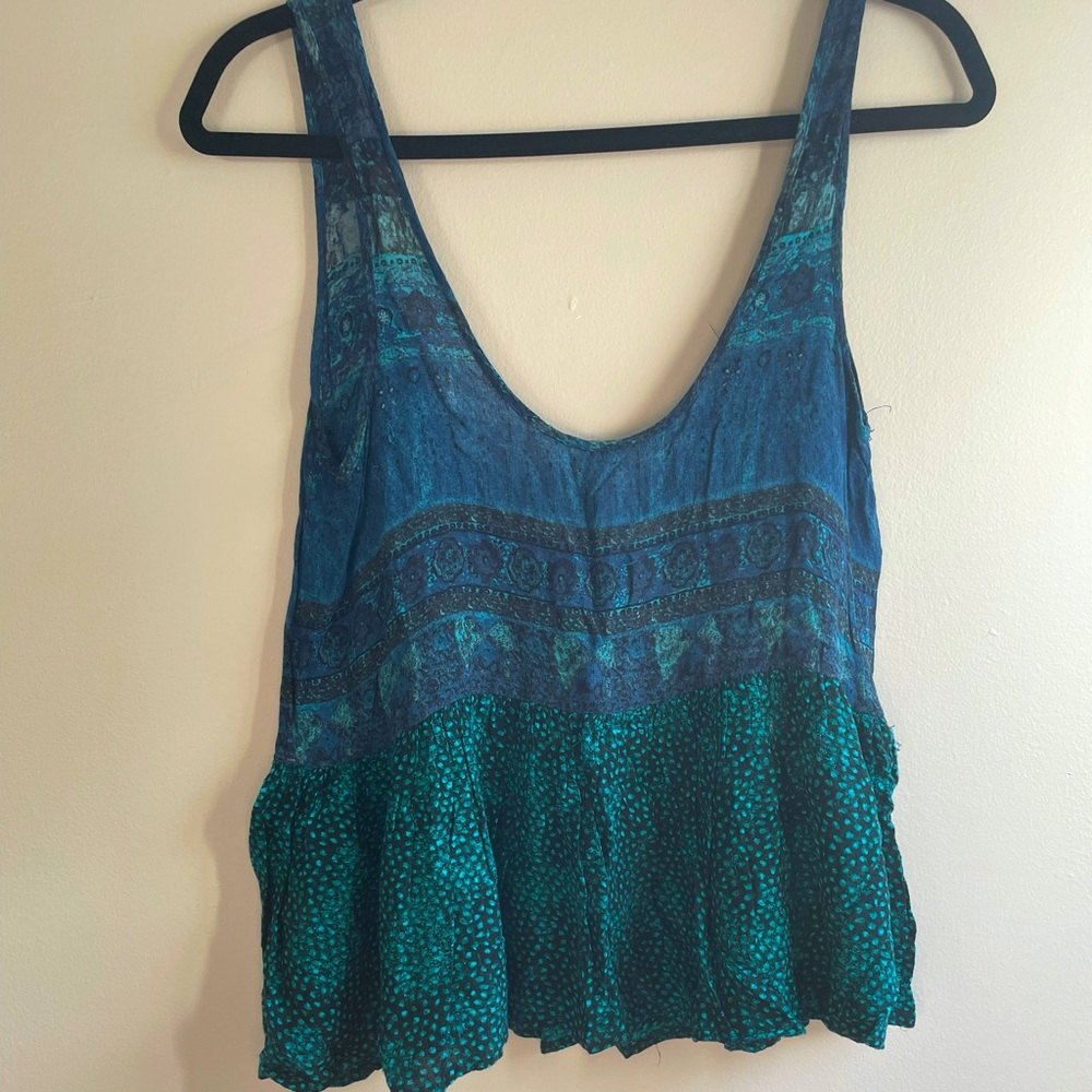 Vibrant flowy mixed patterned tank top